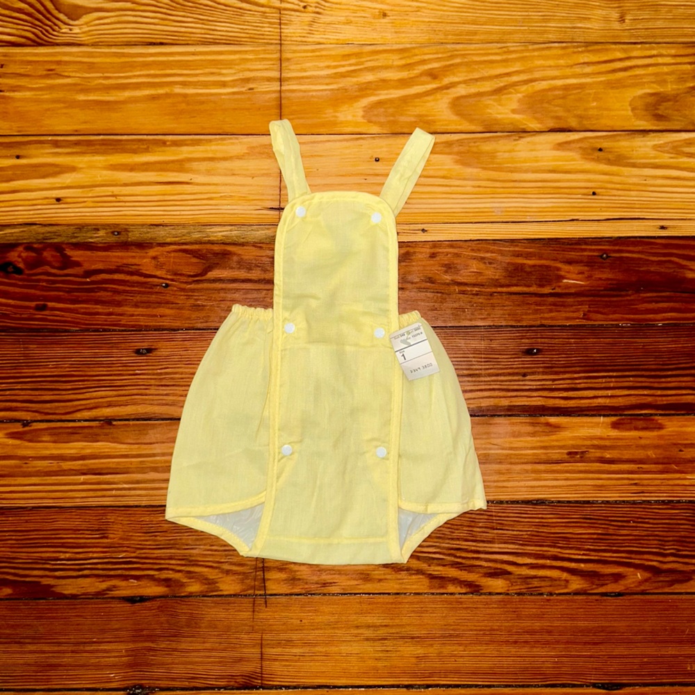 Vintage Yellow Kids Bubble Shortalls